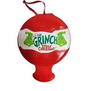 Vintage Dr. Seuss Grinch Plastic Ornament w/ Pull-Out Holiday Message Booklet